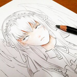 Rating: Safe Score: 0 Tags: 1girl bangs closed_eyes closed_mouth eyebrows_visible_through_hair image long_hair neck_ribbon ribbon solo suigintou traditional_media upper_body white_background wings User: admin