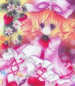 Rating: Safe Score: 0 Tags: 1girl blonde_hair bow dress drill_hair flower food fruit hat hina_ichigo hinaichigo image long_sleeves looking_at_viewer marker_(medium) pink_bow ribbon ringlets shoes sitting slippers solo strawberry traditional_media twin_drills watercolor_(medium) User: admin