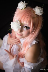 Rating: Safe Score: 0 Tags: 1girl bangs blurry depth_of_field flower hair_flower hair_ornament kirakishou lips looking_at_viewer nail_polish pink_hair rose smile solo white_flower white_rose User: admin