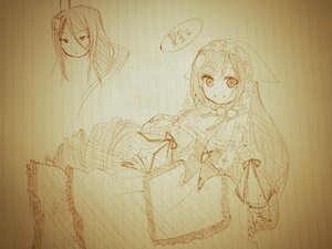Rating: Safe Score: 0 Tags: 1girl blush closed_mouth dress eyebrows_visible_through_hair frills image long_hair long_sleeves looking_at_viewer monochrome sketch smile solo suiseiseki very_long_hair User: admin