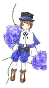 Rating: Safe Score: 0 Tags: brown_footwear brown_hair capelet flower full_body green_eyes hat heterochromia image long_sleeves looking_at_viewer red_eyes rose short_hair smile solo souseiseki top_hat white_background User: admin