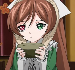 Rating: Safe Score: 0 Tags: 1girl bangs brown_hair dress frills green_dress green_eyes holding image long_sleeves red_eyes solo suiseiseki User: admin