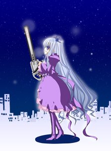 Rating: Safe Score: 0 Tags: 1girl barasuishou dress image long_hair long_sleeves night night_sky sky solo star_(sky) starry_sky striped very_long_hair User: admin