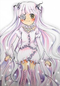 Rating: Safe Score: 0 Tags: 1girl boots dress eyepatch flower frills hair_flower hair_ornament image kirakishou knee_boots long_hair long_sleeves pink_hair rose smile solo thighhighs traditional_media two_side_up very_long_hair white_rose yellow_eyes User: admin