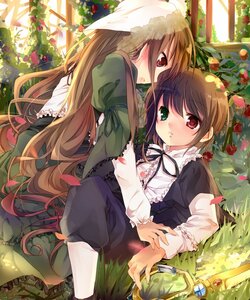 Rating: Safe Score: 0 Tags: 2girls androgynous blush brown_hair commentary_request dress flower frills grass green_eyes head_scarf heterochromia image llaoi_h long_hair long_sleeves looking_at_another lying multiple_girls on_back on_person pair pantyhose red_eyes rozen_maiden scissors short_hair siblings sisters souseiseki suiseiseki twins very_long_hair watering_can User: admin