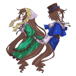 Rating: Safe Score: 0 Tags: blue_dress brown_hair dress drill_hair frills green_dress green_eyes hat image long_hair long_sleeves multiple_girls pair ribbon ringlets siblings sisters souseiseki suiseiseki top_hat twin_drills twins very_long_hair User: admin