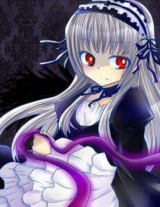 Rating: Safe Score: 0 Tags: 1girl black_wings detached_collar dress expressionless frills hairband image juliet_sleeves long_hair long_sleeves looking_at_viewer puffy_sleeves red_eyes ribbon silver_hair solo suigintou wings User: admin