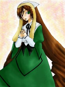 Rating: Safe Score: 0 Tags: 1girl blush brown_hair dress green_dress green_eyes heterochromia image long_hair long_sleeves looking_at_viewer own_hands_together red_eyes solo suiseiseki very_long_hair User: admin