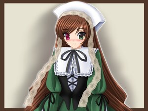 Rating: Safe Score: 0 Tags: 1girl black_ribbon blush brown_hair dress frills green_dress green_eyes head_scarf heterochromia image long_hair long_sleeves looking_at_viewer red_eyes ribbon simple_background solo suiseiseki very_long_hair User: admin