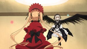 Rating: Safe Score: 0 Tags: 2girls black_wings blonde_hair dress frills hairband image long_hair long_sleeves multiple_girls pair ribbon rose shinku silver_hair standing suigintou twintails very_long_hair wings User: admin