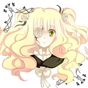 Rating: Safe Score: 0 Tags: 1girl blonde_hair bug butterfly expressionless eyepatch flower green_eyes hair_flower hair_ornament image insect kirakishou long_hair ribbon rose solo wavy_hair white_flower white_rose User: admin