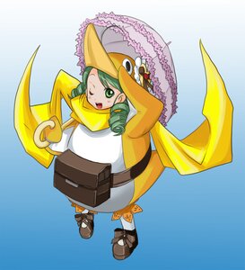 Rating: Safe Score: 0 Tags: 1girl blush coat drill_hair full_body green_eyes green_hair hat image kanaria long_hair long_sleeves one_eye_closed open_mouth scarf smile solo standing twin_drills umbrella User: admin