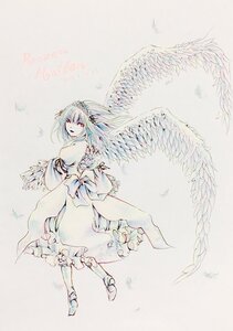 Rating: Safe Score: 0 Tags: 1girl bird detached_sleeves feathers flower hair_ornament image long_sleeves red_eyes solo suigintou white_hair wings User: admin