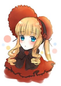 Rating: Safe Score: 0 Tags: 1girl bangs blonde_hair blue_eyes blush bonnet bow capelet dress flower image long_hair looking_at_viewer red_capelet red_flower red_rose rose shinku simple_background solo twintails white_background User: admin