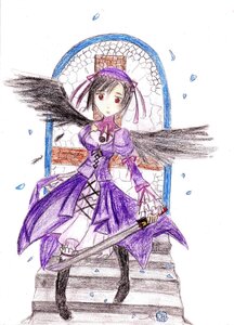 Rating: Safe Score: 0 Tags: 1girl dress image long_hair looking_at_viewer petals purple_dress red_eyes solo suigintou sword traditional_media weapon wings User: admin