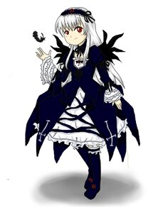 Rating: Safe Score: 0 Tags: 1girl boots detached_collar dress frilled_sleeves frills full_body hairband image long_hair long_sleeves looking_at_viewer red_eyes ribbon rose silver_hair simple_background solo standing suigintou white_background wings User: admin