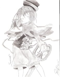 Rating: Safe Score: 0 Tags: 1girl artist_name dated frills greyscale hat image long_sleeves monochrome short_hair signature skirt solo souseiseki traditional_media User: admin