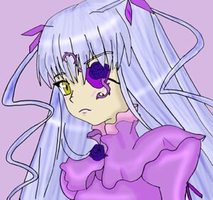 Rating: Safe Score: 0 Tags: 1girl bangs barasuishou blue_flower blue_rose dress eyepatch flower image long_hair long_sleeves puffy_sleeves purple_flower purple_rose ribbon rose simple_background solo two_side_up upper_body yellow_eyes User: admin