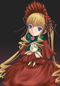 Rating: Safe Score: 0 Tags: 1girl black_background blonde_hair blue_eyes bonnet bow bowtie dress drill_hair flower green_bow image long_hair long_sleeves looking_at_viewer red_dress rose shinku sidelocks simple_background solo twin_drills twintails very_long_hair User: admin