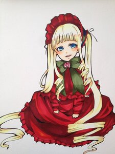 Rating: Safe Score: 0 Tags: 1girl blonde_hair blue_eyes blush bonnet bow bowtie dress drill_hair flower image long_hair long_sleeves looking_at_viewer rose shinku sitting solo twin_drills twintails very_long_hair User: admin