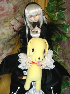 Rating: Safe Score: 0 Tags: 1girl doll dress flower frills hairband long_hair silver_hair solo stuffed_animal suigintou User: admin