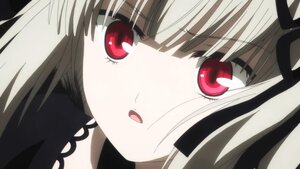 Rating: Safe Score: 3 Tags: 1girl bangs close-up eyebrows_visible_through_hair face hair_ribbon image looking_at_viewer open_mouth red_eyes ribbon simple_background solo suigintou User: admin