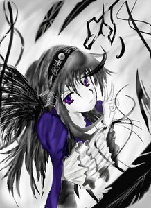 Rating: Safe Score: 0 Tags: 1girl black_hair black_wings dress feathers frills hat image long_hair long_sleeves looking_at_viewer purple_eyes smile solo suigintou wings User: admin
