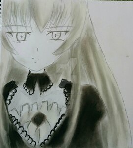 Rating: Safe Score: 0 Tags: 1girl auto_tagged choker closed_mouth dress frills greyscale image monochrome photo solo suigintou tears traditional_media veil User: admin