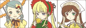 Rating: Safe Score: 0 Tags: 3girls :d blonde_hair blue_eyes bonnet bow brown_hair drill_hair green_eyes hat head_scarf heterochromia image long_hair long_sleeves looking_at_viewer multiple multiple_girls open_mouth red_eyes shinku simple_background suiseiseki tagme twintails white_background User: admin