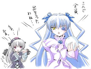 Rating: Safe Score: 0 Tags: 2girls :d barasuishou black_wings blue_hair blush dress eyepatch flower frills grey_hair hair_ribbon hairband hand_on_own_chest holding image imai_kazunari juliet_sleeves long_hair long_sleeves looking_at_another multiple_girls open_mouth pair pink_eyes puffy_sleeves purple_eyes red_eyes ribbon rose rozen_maiden silver_hair simple_background suigintou sweatdrop translation_request two_side_up white_background wings yellow_eyes User: admin