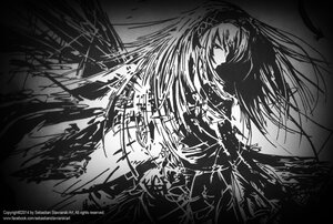 Rating: Safe Score: 0 Tags: 1girl dress flower greyscale hairband image long_hair long_sleeves looking_at_viewer monochrome solo suigintou wings User: admin