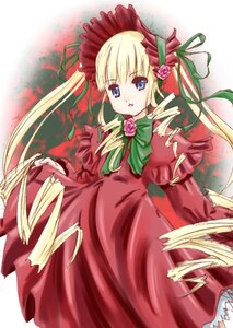 Rating: Safe Score: 0 Tags: 1girl blonde_hair blue_eyes bonnet bow bowtie dress drill_hair flower frills green_bow green_neckwear image long_hair long_sleeves looking_at_viewer pink_flower pink_rose red_dress rose shinku solo twin_drills twintails very_long_hair User: admin