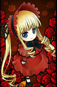 Rating: Safe Score: 0 Tags: 1girl blonde_hair blue_eyes bonnet bow dress drill_hair flower green_bow image long_hair long_sleeves looking_at_viewer pink_rose red_dress red_flower red_rose rose shinku sidelocks solo twintails very_long_hair User: admin