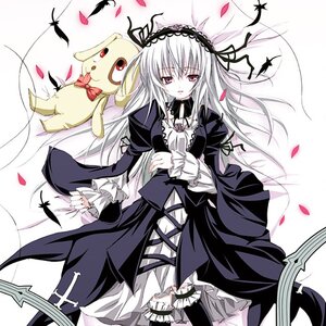 Rating: Safe Score: 0 Tags: 1girl dress feathers flower frills hairband image lolita_hairband long_hair long_sleeves lying petals pink_eyes rose rose_petals silver_hair solo suigintou wings User: admin