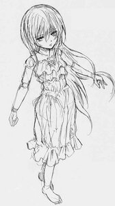 Rating: Safe Score: 0 Tags: 1girl barefoot dress full_body greyscale image jewelry long_hair monochrome sketch solo suigintou User: admin