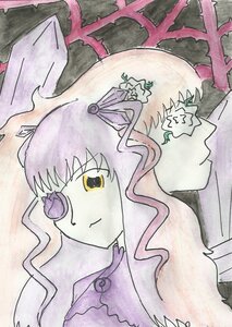 Rating: Safe Score: 0 Tags: 1girl barasuishou flower hair_flower hair_ornament image kirakishou long_hair pair solo traditional_media watercolor_(medium) yellow_eyes User: admin