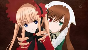 Rating: Safe Score: 0 Tags: 2girls blonde_hair blue_eyes bonnet bow brown_hair dress drill_hair hat heterochromia image long_hair looking_at_viewer multiple_girls pair red_eyes shinku suiseiseki twin_drills User: admin