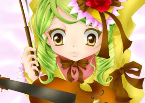 Rating: Safe Score: 0 Tags: 1girl flower green_hair hair_ornament image instrument kanaria looking_at_viewer red_flower ribbon rose solo violin yellow_eyes User: admin