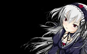 Rating: Safe Score: 0 Tags: 1girl black_background blush dress flower frills hairband image lolita_hairband long_hair long_sleeves looking_at_viewer red_eyes ribbon rose silver_hair simple_background smile solo suigintou upper_body wings User: admin