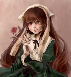 Rating: Safe Score: 0 Tags: 1girl brown_hair dress flower green_dress green_eyes head_scarf heterochromia image long_hair long_sleeves looking_at_viewer own_hands_together red_eyes smile solo suiseiseki very_long_hair User: admin