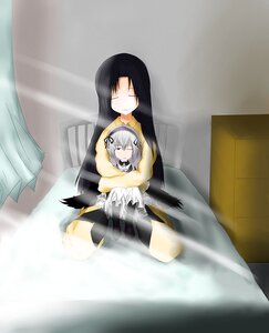 Rating: Safe Score: 0 Tags: 2girls black_wings closed_eyes dress image kakizaki_megu long_hair multiple_girls silver_hair solo suigintou wings User: admin