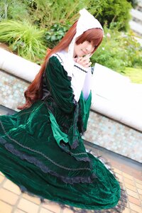 Rating: Safe Score: 0 Tags: 1girl blurry brown_hair dress green_dress long_hair long_sleeves looking_at_viewer outdoors sitting solo suiseiseki wide_sleeves User: admin