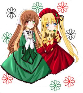 Rating: Safe Score: 0 Tags: 2girls blonde_hair blue_eyes blush brown_hair dress green_dress hairband head_scarf heterochromia image long_hair long_sleeves looking_at_viewer multiple_girls pair red_eyes shinku smile suiseiseki twintails very_long_hair User: admin