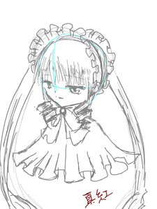 Rating: Safe Score: 0 Tags: 1girl dress frills image long_hair long_sleeves monochrome shinku simple_background sketch solo very_long_hair white_background User: admin