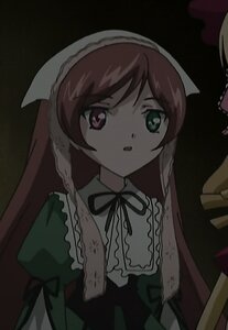 Rating: Safe Score: 0 Tags: 1girl bangs brown_hair dress eyebrows_visible_through_hair frills green_dress head_scarf heterochromia holding image long_hair long_sleeves looking_at_viewer neck_ribbon open_mouth red_eyes ribbon simple_background solo suiseiseki very_long_hair User: admin