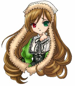 Rating: Safe Score: 0 Tags: 1girl brown_hair dress frills green_dress green_eyes heterochromia image long_hair long_sleeves looking_at_viewer red_eyes simple_background solo suiseiseki upper_body very_long_hair white_background User: admin