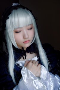 Rating: Safe Score: 0 Tags: 1girl bangs black_background blunt_bangs choker closed_eyes closed_mouth dress eyelashes facing_viewer hairband lace lips lolita_fashion long_hair long_sleeves simple_background solo suigintou upper_body User: admin