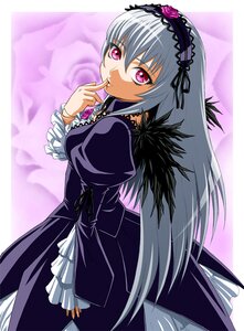 Rating: Safe Score: 0 Tags: 1girl bangs black_dress commentary_request detached_collar doll_joints dress finger_to_mouth flower frilled_sleeves frills from_above hairband headdress ichikawa_masahiro image jewelry joints juliet_sleeves long_hair long_sleeves looking_at_viewer looking_back pink_eyes puffy_sleeves purple_eyes rose rozen_maiden silver_hair smile solo suigintou very_long_hair wings User: admin