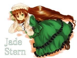 Rating: Safe Score: 0 Tags: 1girl brown_hair dress frills full_body green_dress green_eyes hat heterochromia image long_hair long_sleeves looking_at_viewer red_eyes shoes smile solo striped_background suiseiseki very_long_hair white_background User: admin