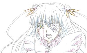 Rating: Safe Score: 0 Tags: 1girl barasuishou flower hair_flower hair_ornament hair_ribbon image long_hair looking_at_viewer monochrome open_mouth ribbon simple_background solo two_side_up upper_body white_background User: admin